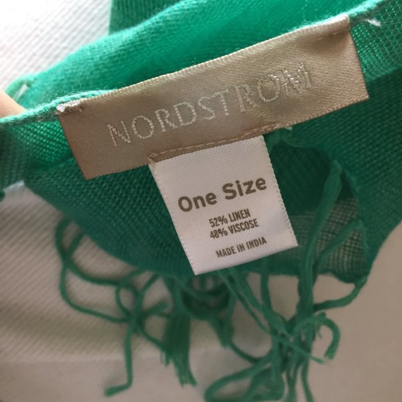Nordstrom Blue Green Linen Wrap Scarf  80" X 28" - Picture 5 of 8
